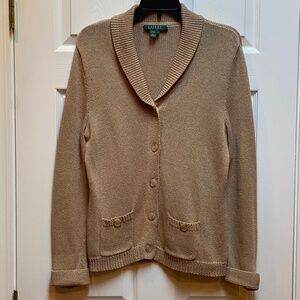 Ralph Lauren Tan Cardigan Sweater.